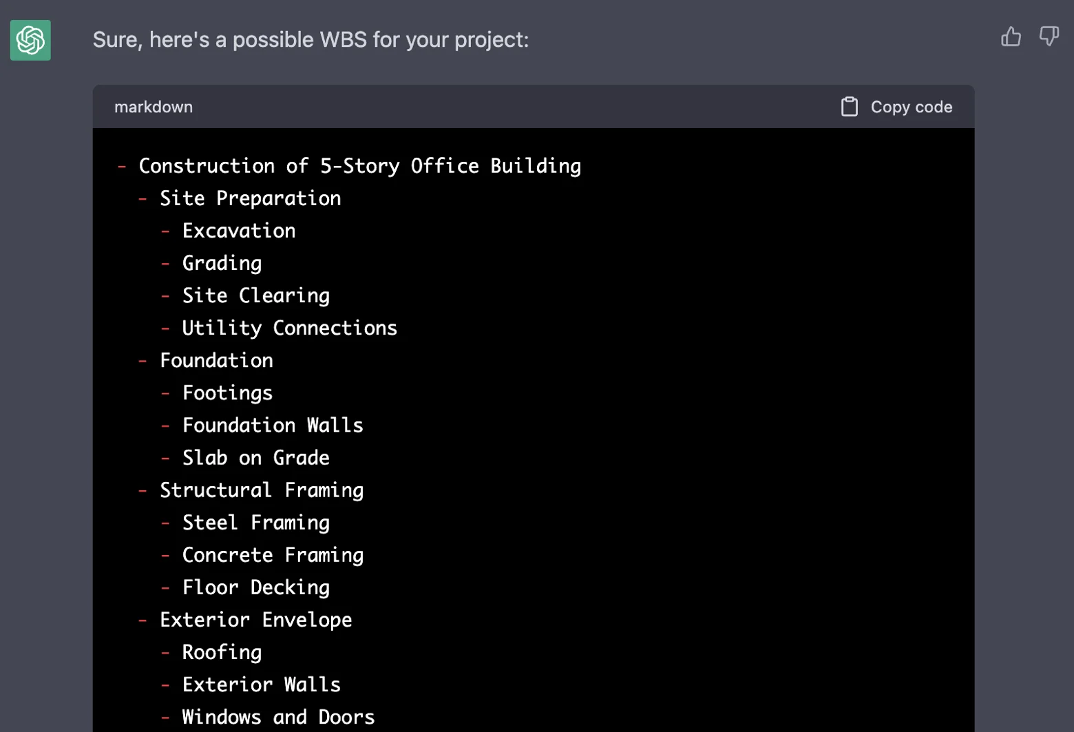 WBS Project Prompt